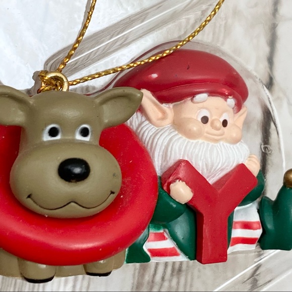 1995 TRADITIONS Elves Reindeer “JOY” Collectible Gift Holiday Ornament - Picture 5 of 10